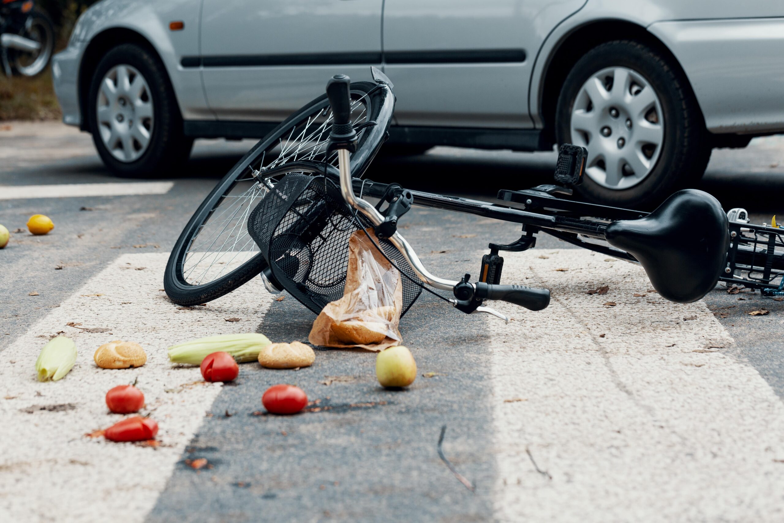 Bicycle Accident On Pedestrian Road