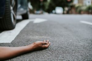 Pedestrian Laying on the Ground After Accident