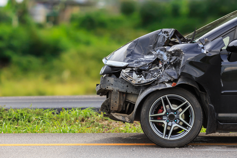 Totalled Car From Front End Collision