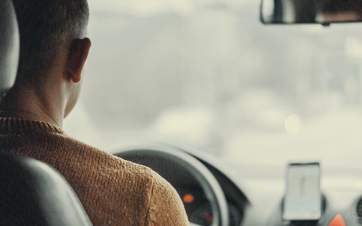 First Person View of the Inside of A Lyft or Uber Car