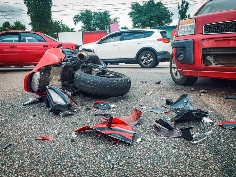 Motorcycle Crashed Lying On The Road